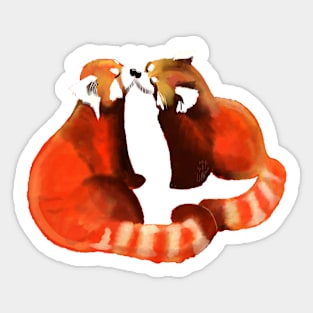 Red Panda Kiss Cute Couple Sticker